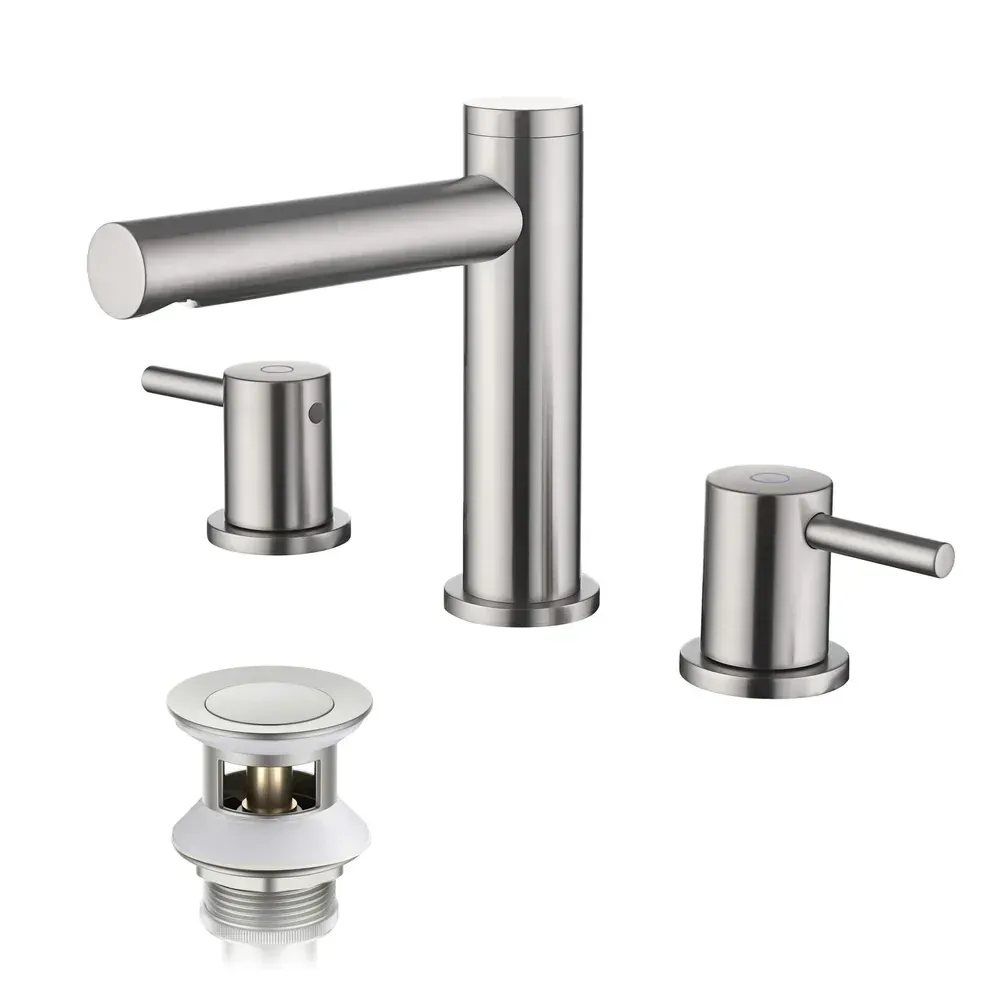 Casa Halo 8" Widespread Bathroom Sink Faucet with Drain Assembly Brushed Nickel - CBF-1025BN
