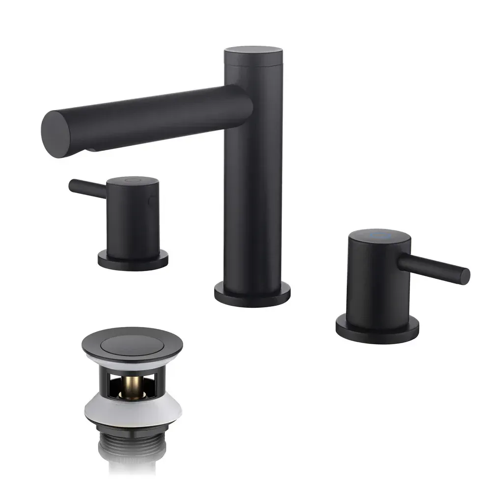 Casa Halo 8" Widespread Bathroom Sink Faucet with Drain Assembly Matte Black - CBF-1025MB
