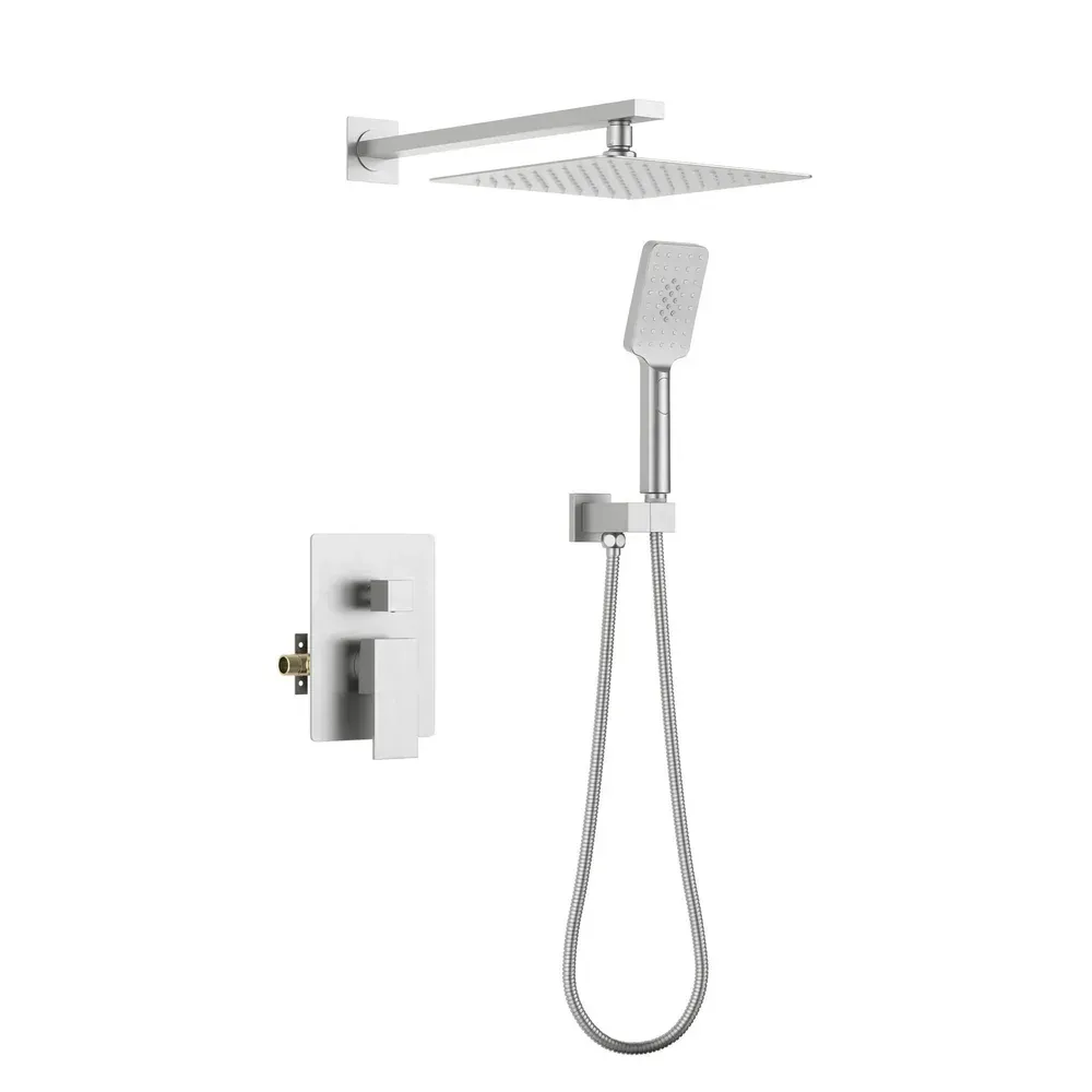 Casa Quadra Pressure Balanced 2-Function Wall Mount Shower System with Rough-In Valve Brushed Nickel - CSF-4005BN