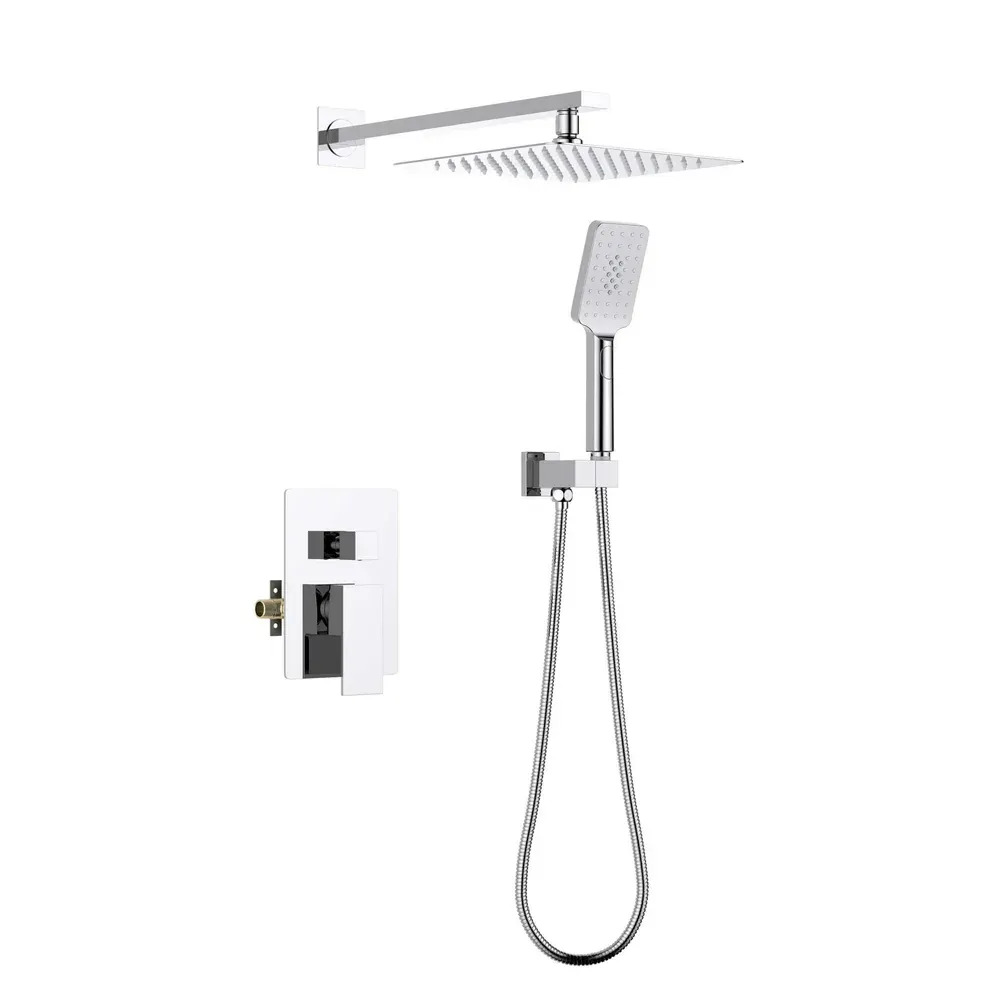 Casa Quadra Pressure Balanced 2-Function Wall Mount Shower System with Rough-In Valve Polished Chrome - CSF-4005CH