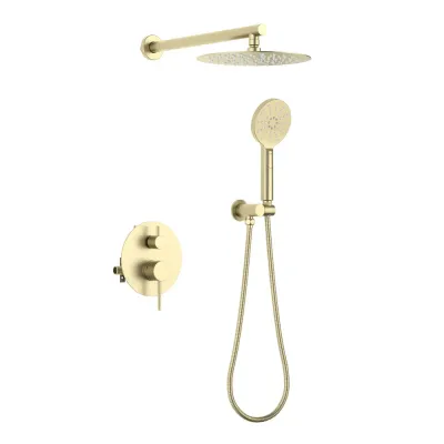 Casa Halo Pressure Balanced 2-Function Wall Mount Shower System with Rough-in Valve Brushed Gold - CSF-4003BG