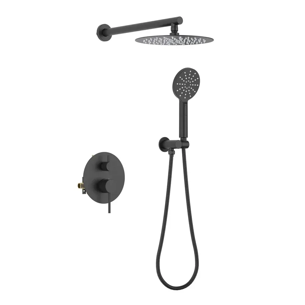 Casa Halo Pressure Balanced 2-Function Wall Mount Shower System with Rough-in Valve Matte Black - CSF-4003MB