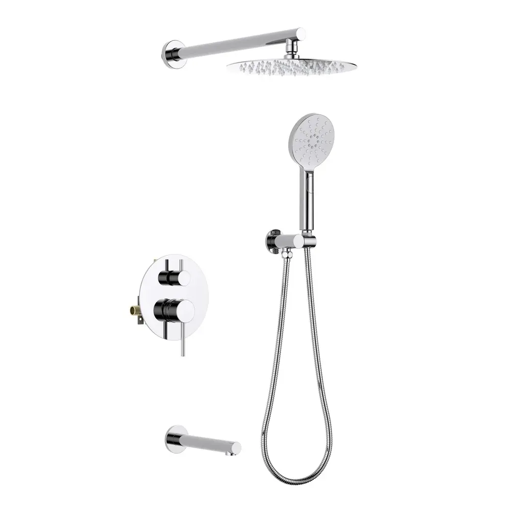 Casa Halo Pressure Balanced 3-Function Wall Mount Shower System with Rough-In Valve Polished Chrome - CSF-4004CH