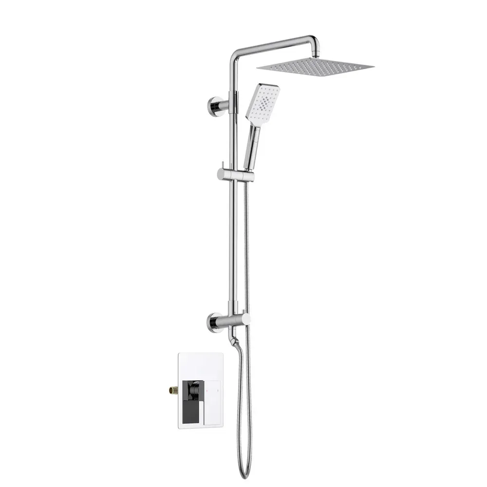 Casa Quadra Pressure Balanced 2-Function Wall Mount Shower Column with Rough in Valve Polished Chrome - CSC-4104CH