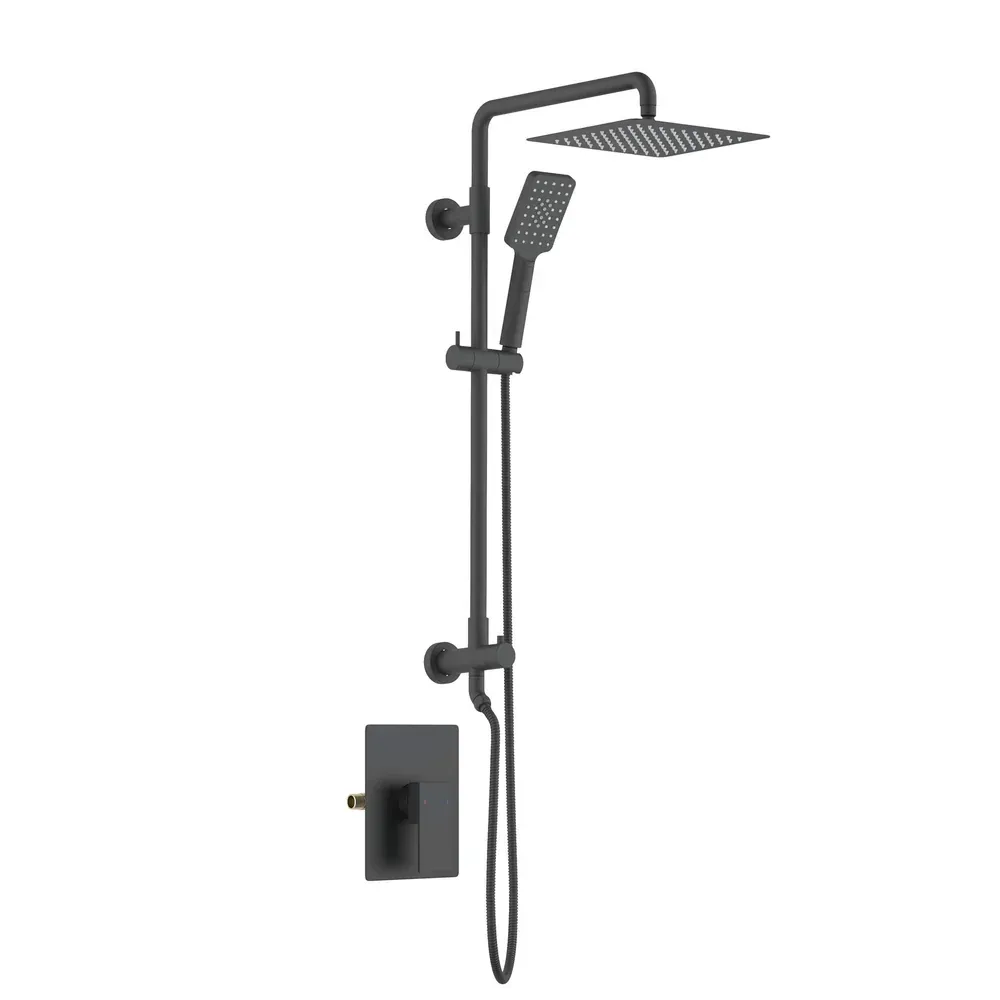 Casa Quadra Pressure Balanced 2-Function Wall Mount Shower Column with Rough in Valve Matte Black - CSC-4104MB
