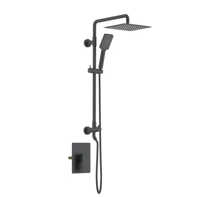 Casa Quadra Pressure Balanced 2-Function Wall Mount Shower Column with Rough in Valve Matte Black - CSC-4104MB
