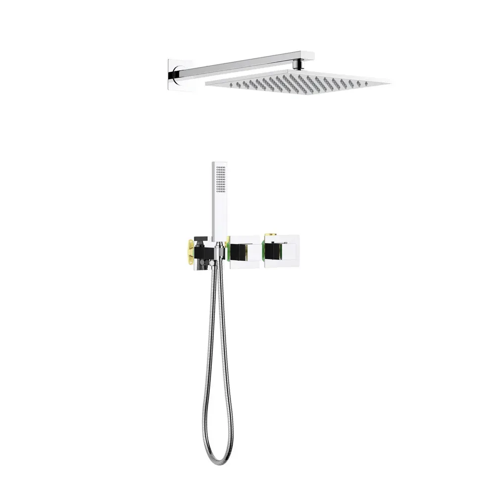 Casa Quadra 2-Function Thermostatic Wall Mount Shower System with Rough-in Valve Polished Chrome - CSF-4014CH