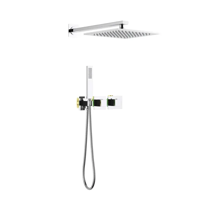 Casa Quadra 2-Function Thermostatic Wall Mount Shower System with Rough-in Valve Polished Chrome - CSF-4014CH