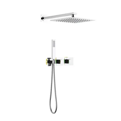 Quadra 2-Function Thermostatic Wall Mount Shower System with Rough-in Valve Polished Chrome - KBCSF-4014CH