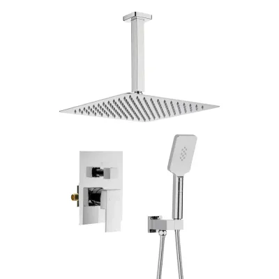Quadra Pressure Balanced 2-Function Ceiling Mount Shower System with Rough-In Valve Polished Chrome - KBCSF-4012CH