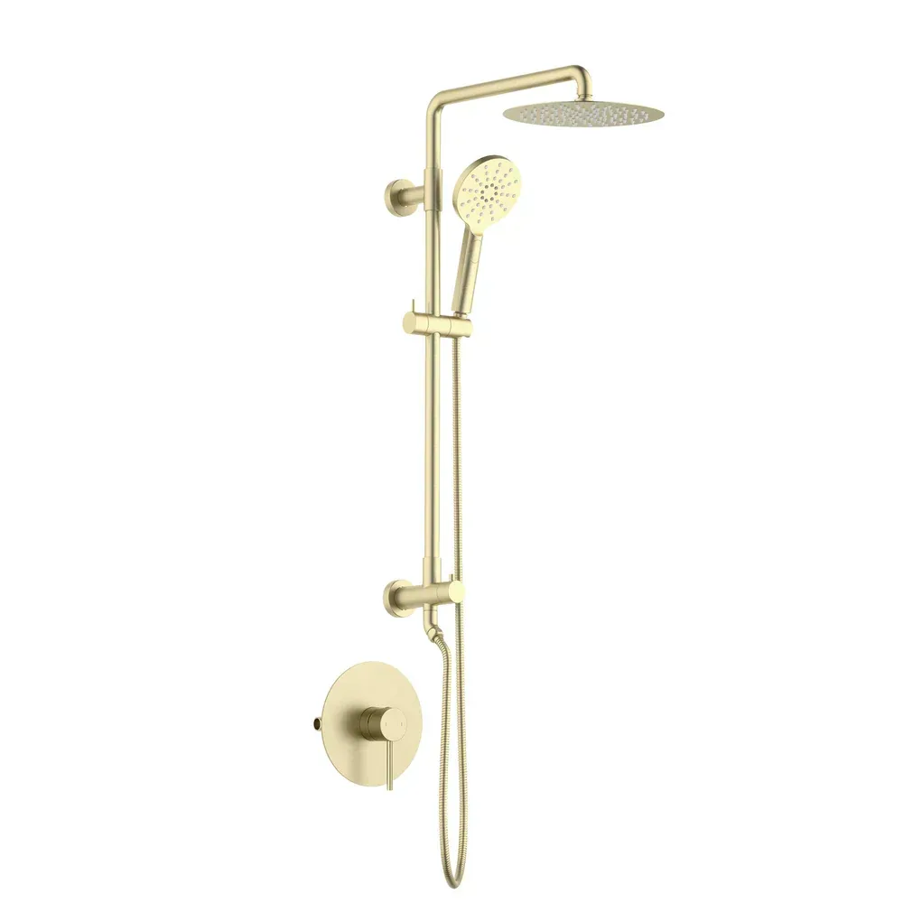 Casa Halo Pressure Balanced 2-Function Wall Mount Shower Column with Rough in Valve Brushed Gold - CSC-4103BG