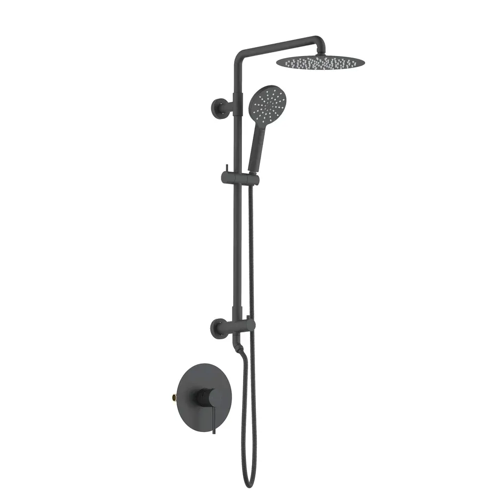 Casa Halo Pressure Balanced 2-Function Wall Mount Shower Column with Rough in Valve Matte Black - CSC-4103MB