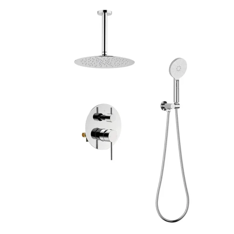 Casa Halo Pressure Balanced 2-Function Ceiling Mount Shower System with Rough-in Valve Polished Chrome - CSF-4008CH