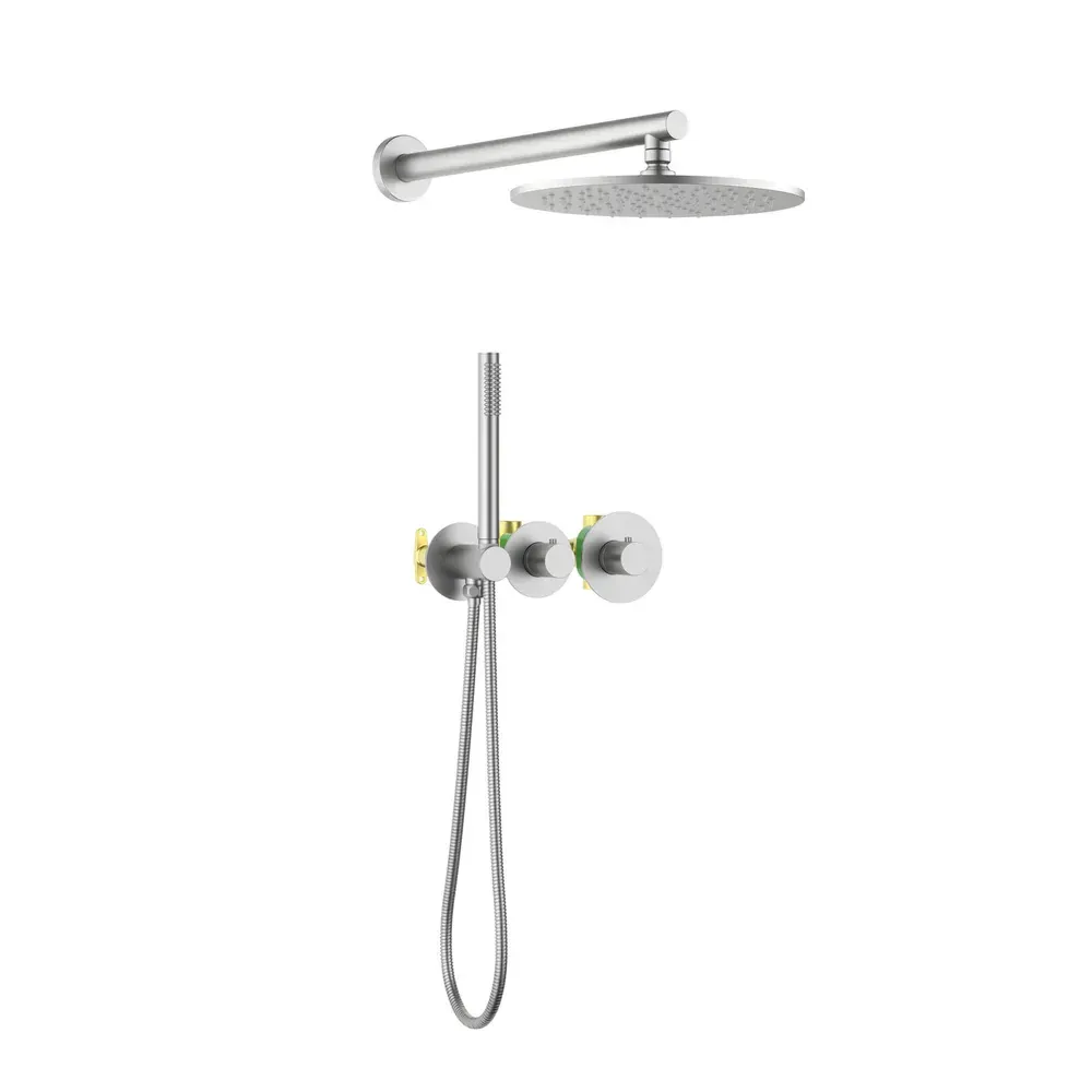 Casa Halo 2-Function Thermostatic Wall Mount Shower System with Rough-in Valve Brushed Nickel - CSF-4010BN