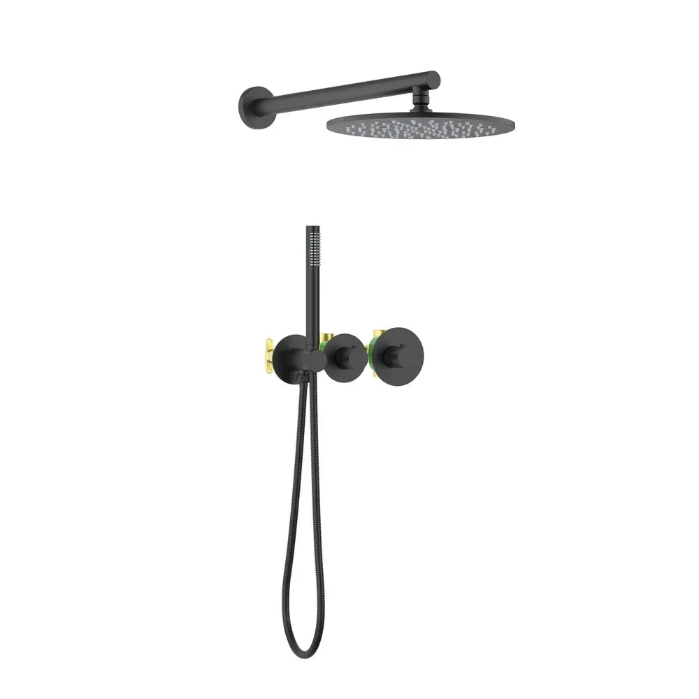 Casa Halo 2-Function Thermostatic Wall Mount Shower System with Rough-in Valve Matte Black - CSF-4010MB