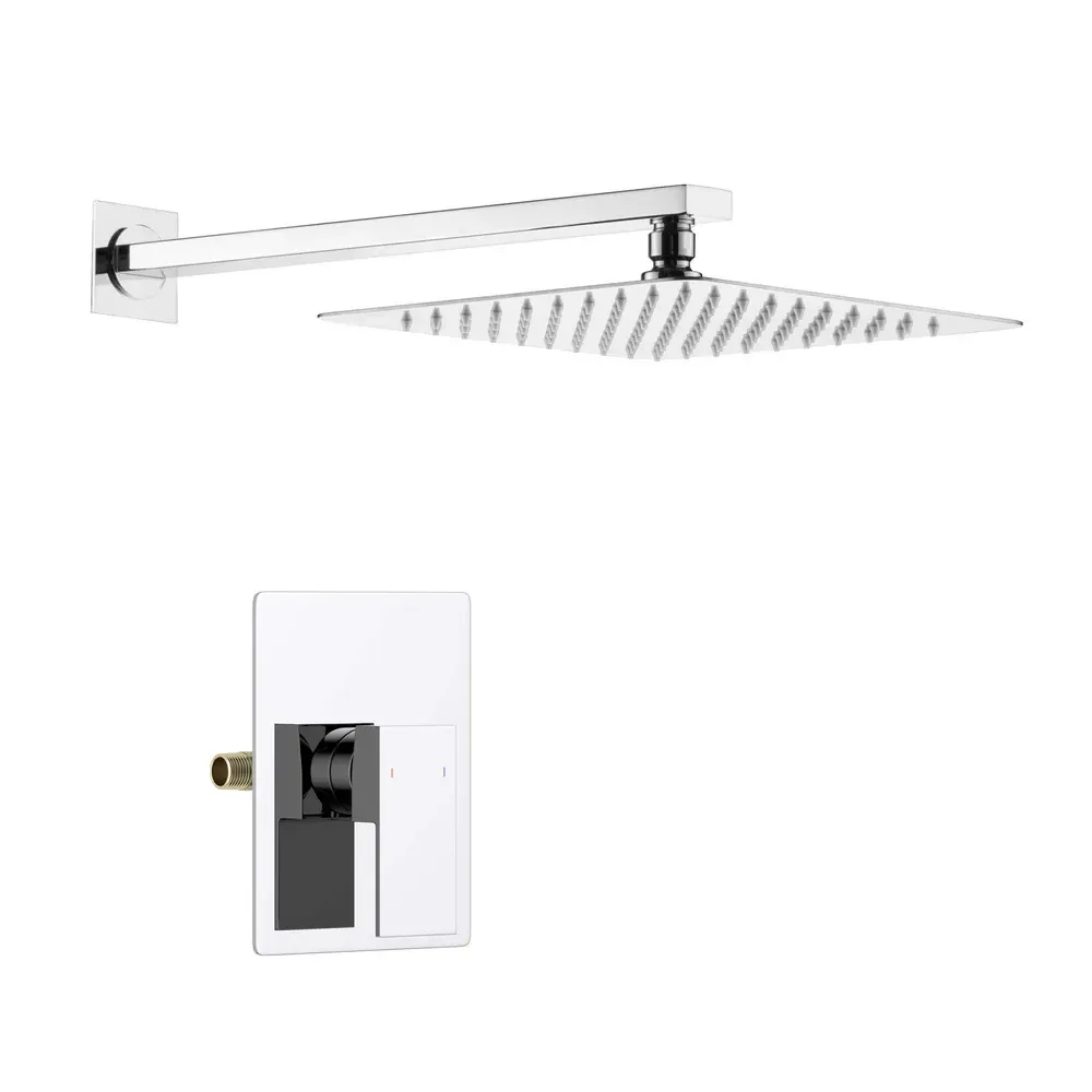 Casa Quadra Pressure Balanced Single Function Wall Mount Shower System with Rough-In Valve Polished Chrome - CSF-4011CH