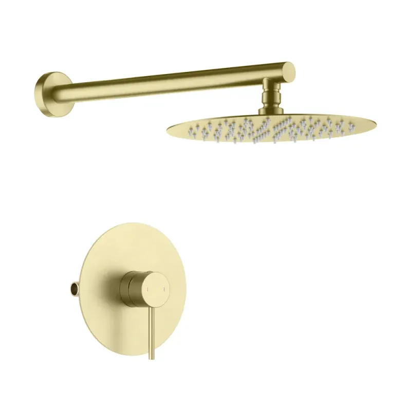 Casa Halo Pressure Balanced Single Function Wall Mount Shower System with Rough-In Valve Brushed Gold - CSF-4007BG