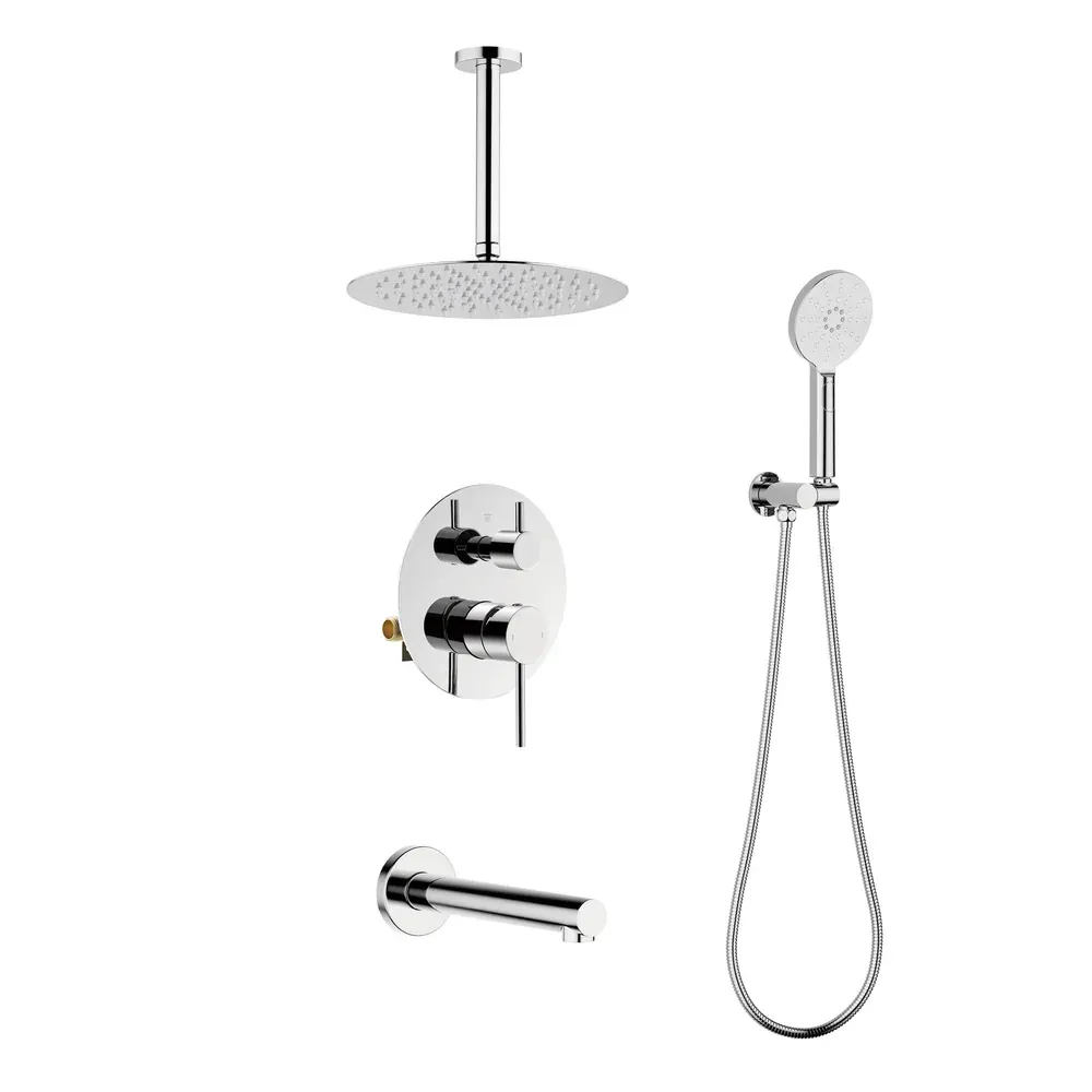 Casa Halo Pressure Balanced 3-Function Ceiling Mount Shower System with Rough-in Valve Polished Chrome - CSF-4009CH