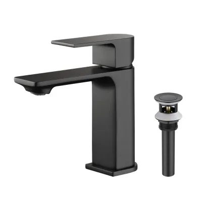 Aurora Single Handle Bathroom Vanity Sink Faucet with Pop Up Drain Matte Black - KBCBF-1001MB