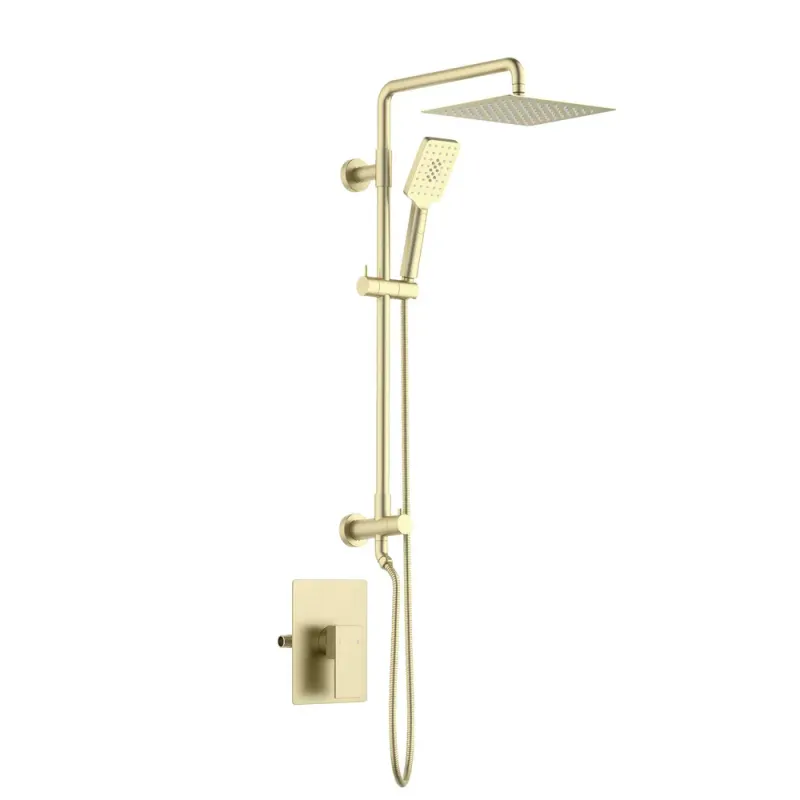 Quadra Pressure Balanced 2-Function Wall Mount Shower Column with Rough in Valve Brushed Gold - KBCSC-4104BG