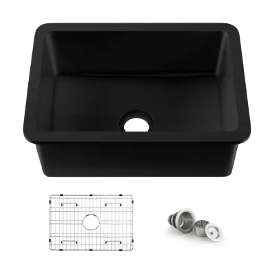Nova 18 Nova 18" Matte Black Fireclay Single Bowl Kitchen Undermount Sink - KBC2-18SQMB