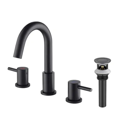 Halo 8" Widespread Bathroom Sink Faucet with Drain Assembly Matte Black - KBCBF-1016MB