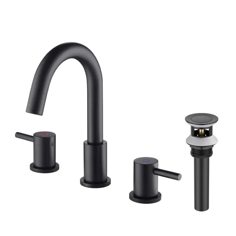 Halo 8" Widespread Bathroom Sink Faucet with Drain Assembly Matte Black - KBCBF-1016MB