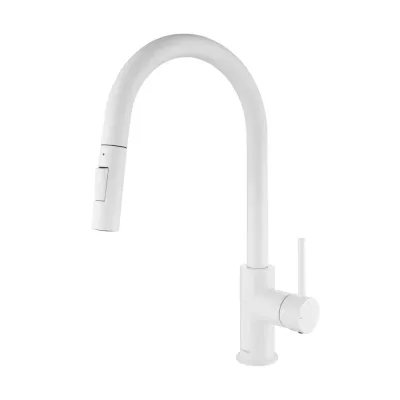 Halo Single Handle Pull Down Kitchen Faucet Matte White - KBCKF-2013MW