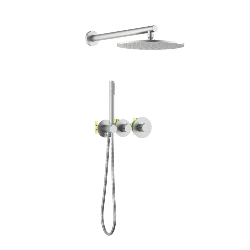 Halo 2-Function Thermostatic Wall Mount Shower System with Rough-in Valve Brushed Nickel - KBCSF-4010BN