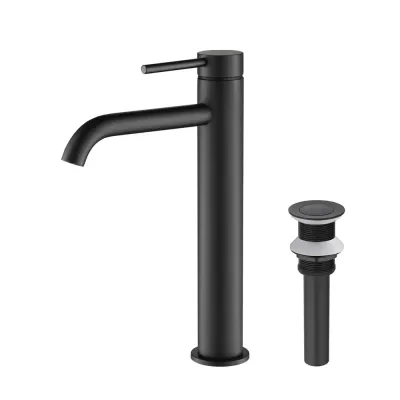Halo Single Handle Bathroom Vessel Sink Faucet with Pop Up Drain Matte Black - KBCBF-1009MB