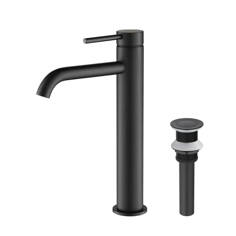 Halo Single Handle Bathroom Vessel Sink Faucet with Pop Up Drain Matte Black - KBCBF-1009MB