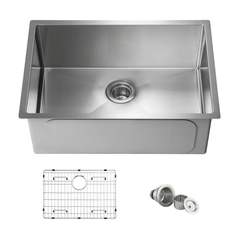 26" Handcrafted Undermount Single Bowl 16-gauge Stainless Steel Kitchen Sink - KBC1-26S