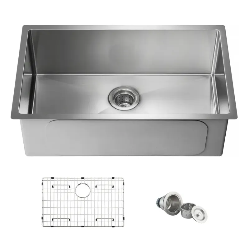 30" Handcrafted Undermount Single Bowl 16-gauge Stainless Steel Kitchen Sink - KBC1-30S