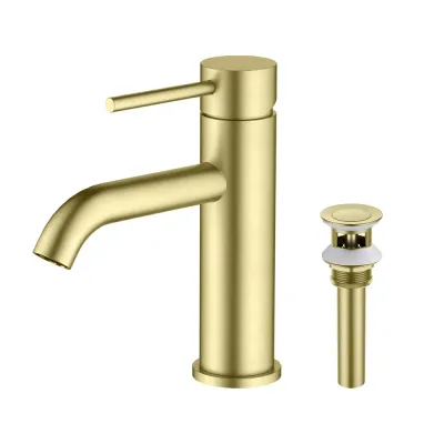 Single Handle Bathroom Vanity Sink Faucet with Pop Up Drain Brushed Gold - KBF201BG Single Handle Bathroom Vanity Sink Faucet with Pop Up Drain Brushed Gold - KBF201BG