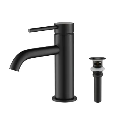 Halo Single Handle Bathroom Vanity Sink Faucet with Pop Up Drain Matte Black - KBCBF-1008MB