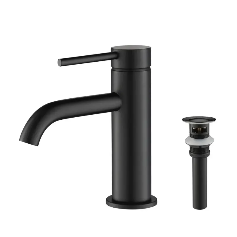 Halo Single Handle Bathroom Vanity Sink Faucet with Pop Up Drain Matte Black - KBCBF-1008MB
