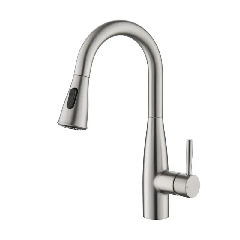 Plano Single Handle Pull Down Kitchen & Bar Sink Faucet Brushed Nickel - KBCKF-2015BN