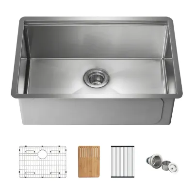 27" Handcrafted 316 Marine Grade Stainless Steel Single Bowl Workstation Undermount Kitchen Sink - KBC3-27ST