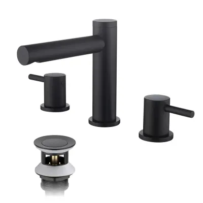 Halo 8" Widespread Bathroom Sink Faucet with Drain Assembly Matte Black - KBCBF-1025MB