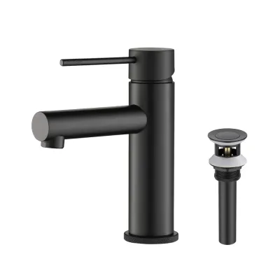 Verona Single Handle Bathroom Vanity Sink Faucet with Pop Up Drain Matte Black - KBCBF-1010MB
