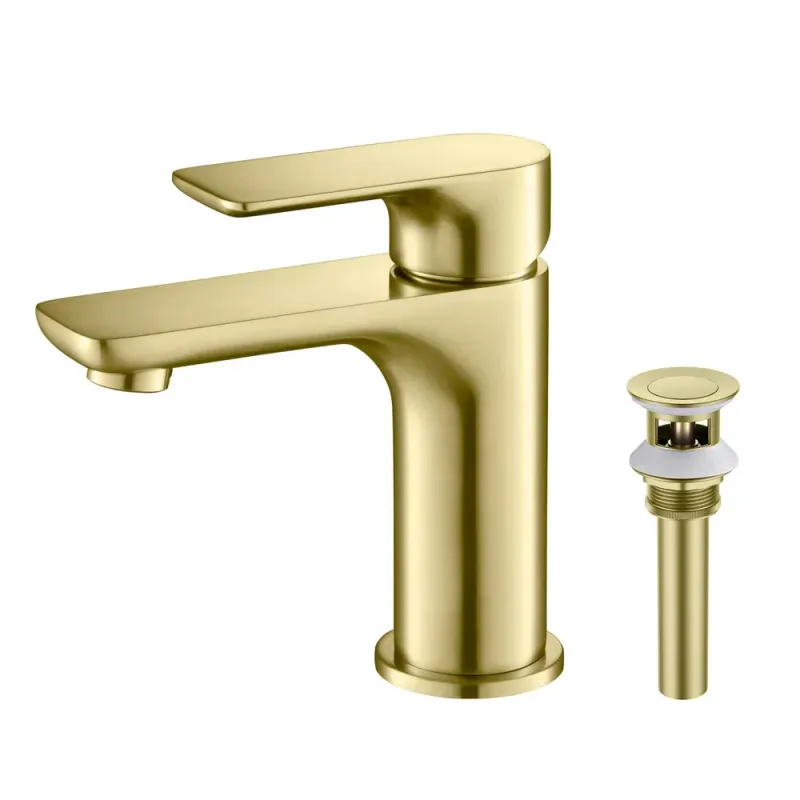 Austin Single Handle Bathroom Vanity Sink Faucet with Pop Up Drain Brushed Gold - KBCBF-1019BG