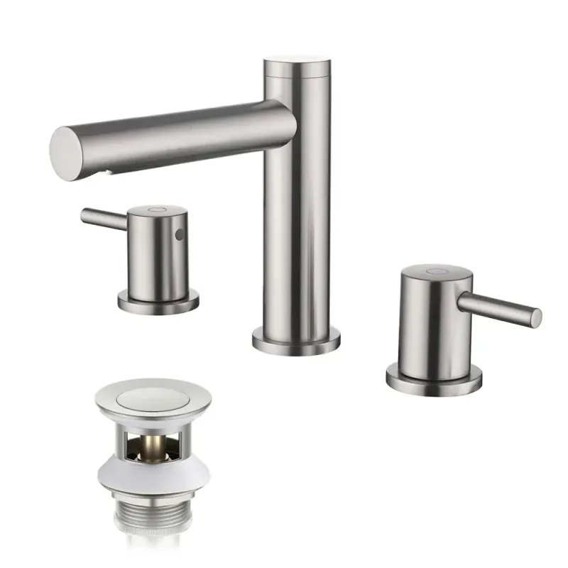 Halo 8" Widespread Bathroom Sink Faucet with Drain Assembly Brushed Nickel - KBCBF-1025BN