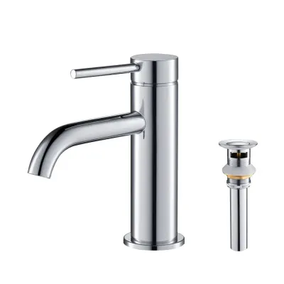 Halo Single Handle Bathroom Vanity Sink Faucet with Pop Up Drain Polished Chrome - KBCBF-1008CH