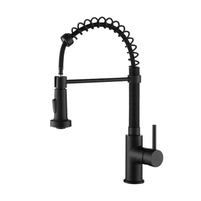 Genova Commercial Style Single Handle Pull Down Kitchen Sink Faucet Matte Black - KBCKF-2003MB