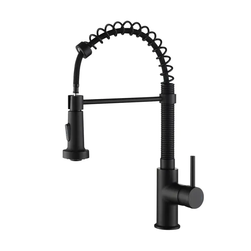 Genova Commercial Style Single Handle Pull Down Kitchen Sink Faucet Matte Black - KBCKF-2003MB