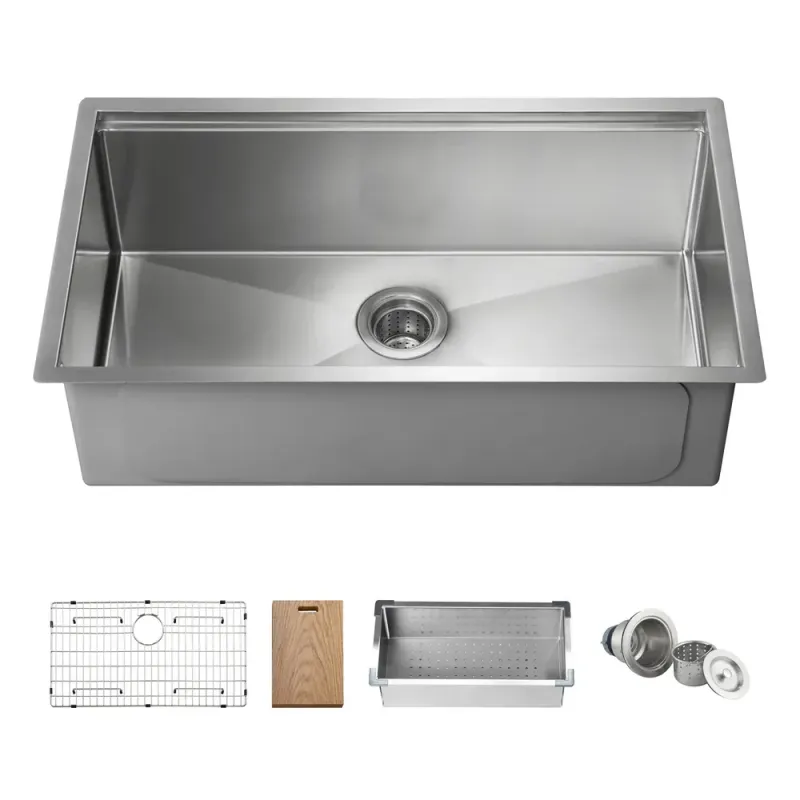 33" Undermount Single Bowl Stainless Steel Workstation Sink - KBC1-33ST
