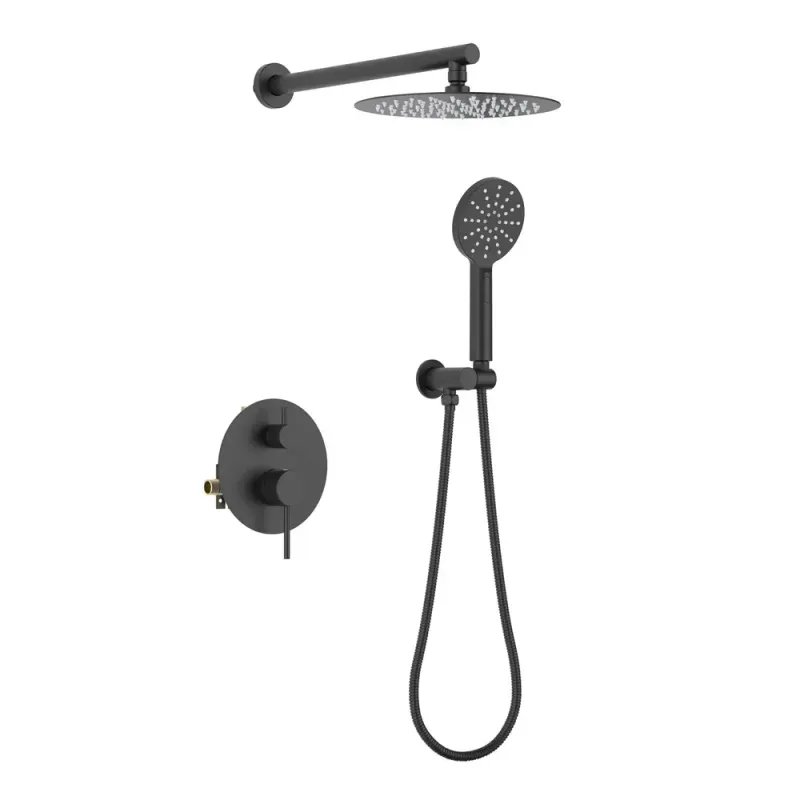 Halo Pressure Balanced 2-Function Wall Mount Shower System with Rough-in Valve Matte Black - KBCSF-4003MB