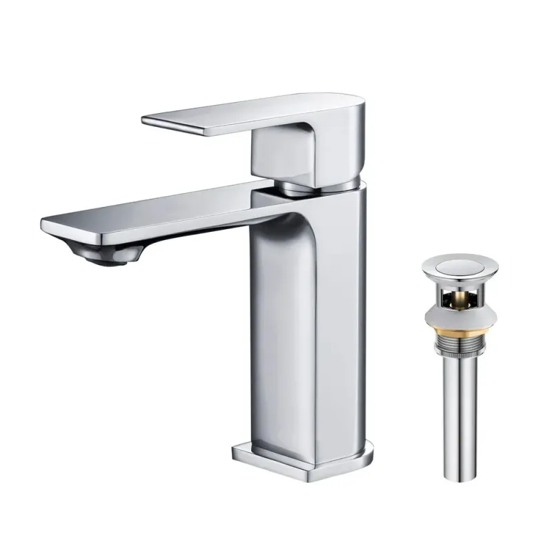 Aurora Single Handle Bathroom Vanity Sink Faucet with Pop Up Drain Polished Chrome - KBCBF-1001CH