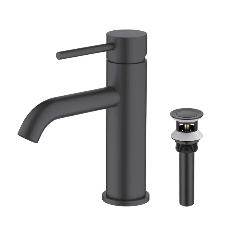 Single Handle Bathroom Vanity Sink Faucet with Pop Up Drain Matte Black - KBF201MB