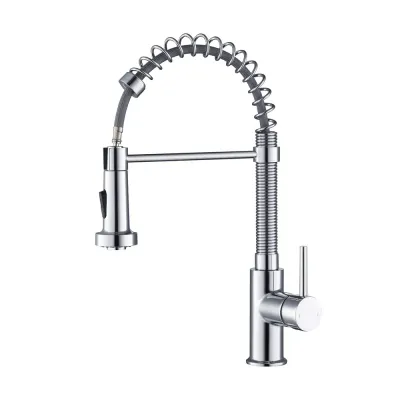 Genova Commercial Style Single Handle Pull Down Kitchen Sink Faucet Polished Chrome - KBCKF-2003CH Genova Commercial Style Single Handle Pull Down Kitchen Sink Faucet Polished Chrome - KBCKF-2003CH